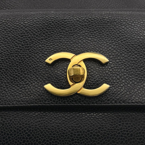 CHANEL VINTAGE TURN LOCK CHAIN TOTE BAG BLACK CAVIAR SKIN 90309672 - PURPOSE