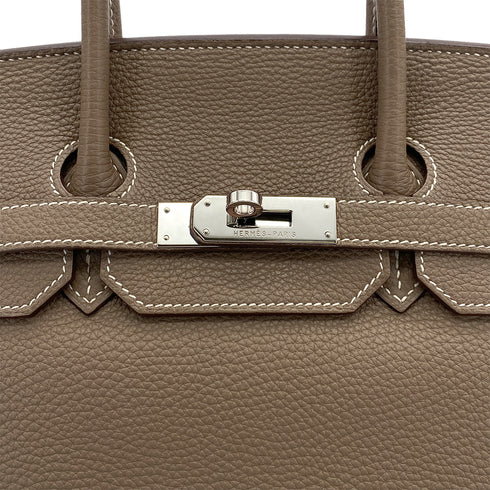 HERMES BIRKIN 35 ETOUPE TAURILLON CLEMENCE HAND BAG ▢N PALLADIUM HARDWARE 90309730 - PURPOSE