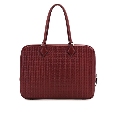 HERMES PLUME 32 HAND BAG WAFFLE DEUTCH ROUGE H □G PALLADIUM HARDWARE 90309732 - PURPOSE