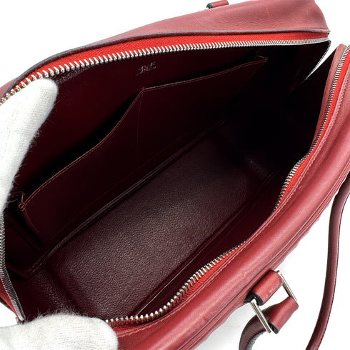 HERMES PLUME 32 HAND BAG WAFFLE DEUTCH ROUGE H □G PALLADIUM HARDWARE 90309732 - PURPOSE