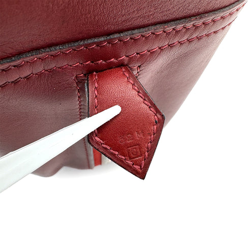 HERMES PLUME 32 HAND BAG WAFFLE DEUTCH ROUGE H □G PALLADIUM HARDWARE 90309732 - PURPOSE