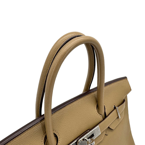 HERMES BIRKIN 30 POUSSIERE TAURILLON CLEMENCE HAND BAG □L PALLADIUM HARDWARE 90309733 - PURPOSE
