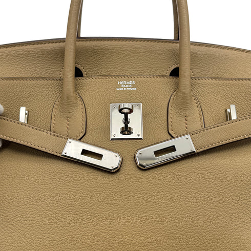 HERMES BIRKIN 30 POUSSIERE TAURILLON CLEMENCE HAND BAG □L PALLADIUM HARDWARE 90309733 - PURPOSE