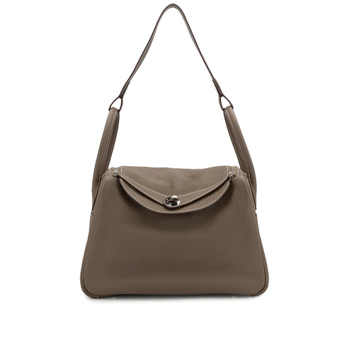 HERMES LINDY 30 ETOUPE TAURILLON CLEMENCE SHOULDER BAG □Q PALLADIUM HARDWARE 90309734 - PURPOSE