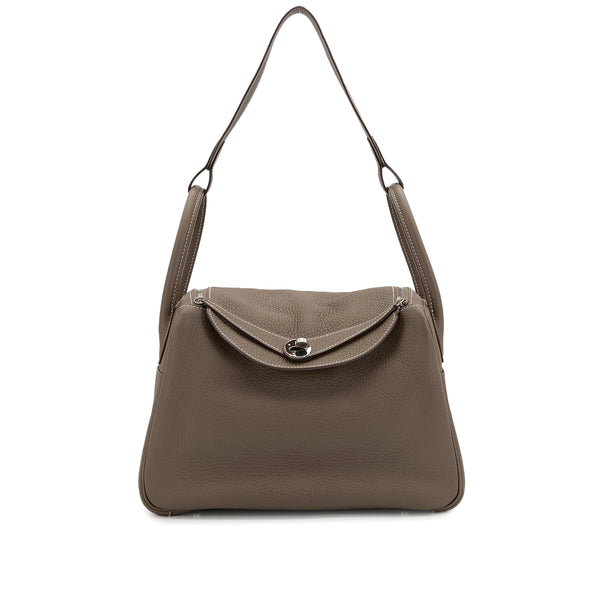 HERMES LINDY 30 ETOUPE TAURILLON CLEMENCE SHOULDER BAG □Q PALLADIUM HARDWARE 90309734 - PURPOSE