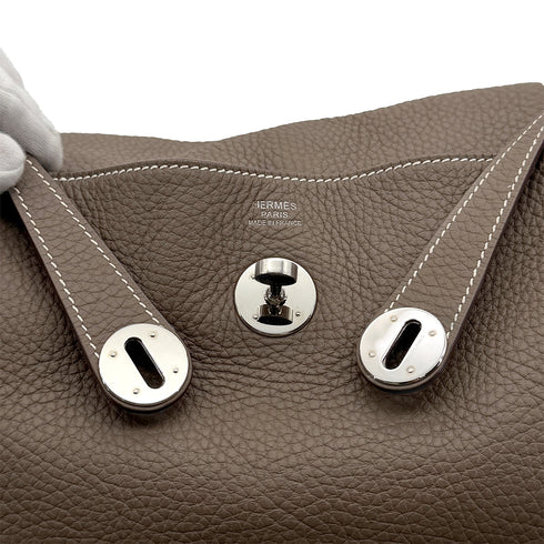 HERMES LINDY 30 ETOUPE TAURILLON CLEMENCE SHOULDER BAG □Q PALLADIUM HARDWARE 90309734 - PURPOSE