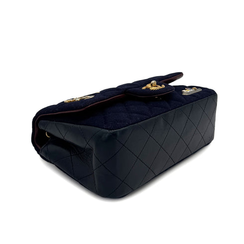 CHANEL MATELASSE MARINE ICON CHAIN SHOULDER BAG NAVY COTTON LEATHER 90309736 - PURPOSE