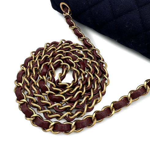 CHANEL MATELASSE MARINE ICON CHAIN SHOULDER BAG NAVY COTTON LEATHER 90309736 - PURPOSE