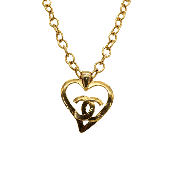 CHANEL VINTAGE NECKLACE COCOMARK HEART GOLD ACCESSORY 95P 90309741 - PURPOSE