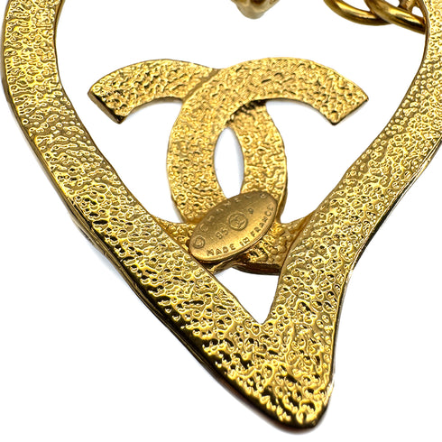 CHANEL VINTAGE NECKLACE COCOMARK HEART GOLD ACCESSORY 95P 90309741 - PURPOSE