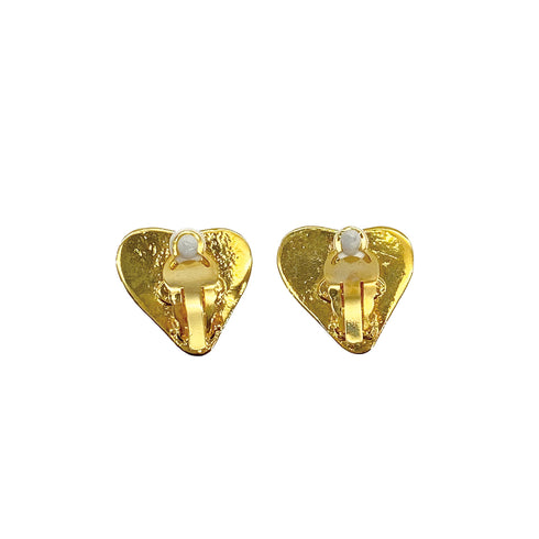 CHANEL VINTAGE EARRINGS COCOMARK HEART GOLD ACCESSORY 93P 90309746 - PURPOSE