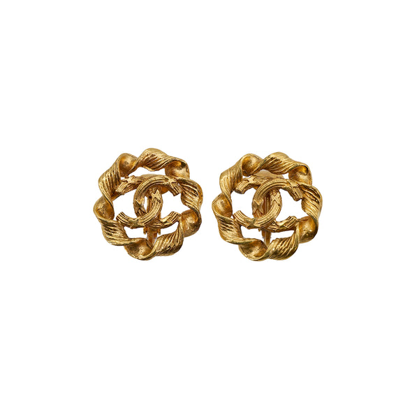 CHANEL VINTAGE EARRINGS COCOMARK ROUND TWIST GOLD ACCESSORY 90309747 - PURPOSE