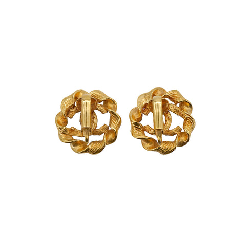 CHANEL VINTAGE EARRINGS COCOMARK ROUND TWIST GOLD ACCESSORY 90309747 - PURPOSE