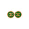 CHANEL VINTAGE EARRINGS COCOMARK ROUND GREEN ACCESSORY 95P 90309749 - PURPOSE