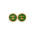 CHANEL VINTAGE EARRINGS COCOMARK ROUND GREEN ACCESSORY 95P 90309749 - PURPOSE