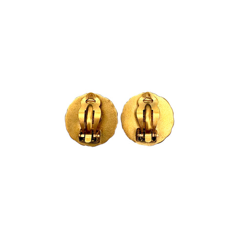 CHANEL VINTAGE EARRINGS COCOMARK ROUND GREEN ACCESSORY 95P 90309749 - PURPOSE
