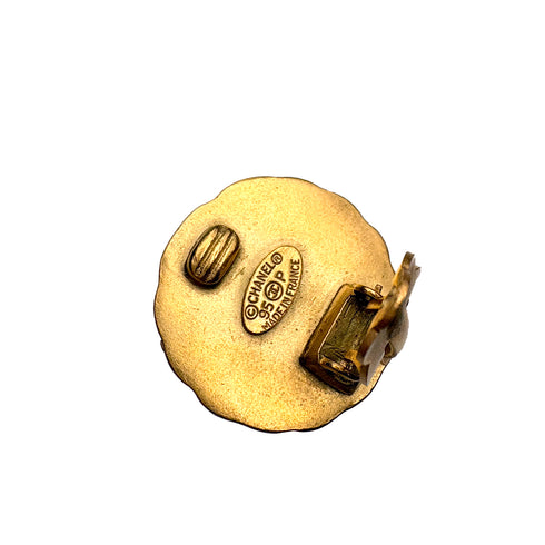 CHANEL VINTAGE EARRINGS COCOMARK ROUND GREEN ACCESSORY 95P 90309749 - PURPOSE