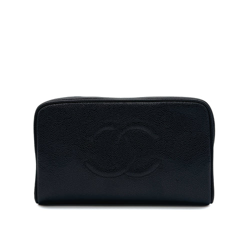 CHANEL VINTAGE BIG COCO CLUTCH BAG POUCH BLACK CAVIAR SKIN 90309753 - PURPOSE