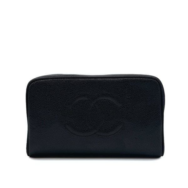CHANEL VINTAGE BIG COCO CLUTCH BAG POUCH BLACK CAVIAR SKIN 90309753 - PURPOSE