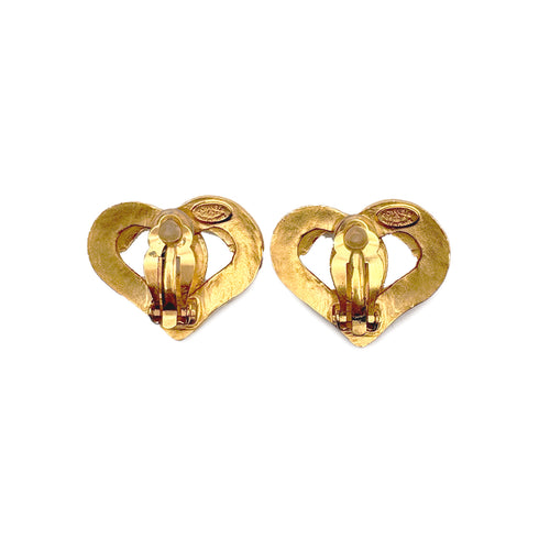 CHANEL VINTAGE EARRINGS HEART COCOMARK GOLD ACCESSORY 95P 90309760 - PURPOSE