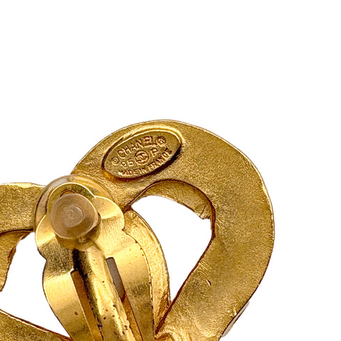 CHANEL VINTAGE EARRINGS HEART COCOMARK GOLD ACCESSORY 95P 90309760 - PURPOSE