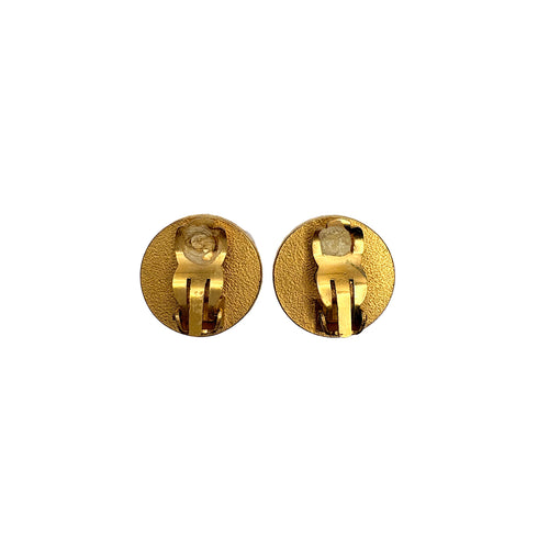 CHANEL VINTAGE EARRINGS ROUND COCOMARK GOLD BLACK ACCESSORY 96A 90309761 - PURPOSE