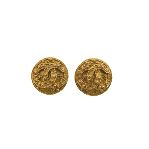 CHANEL VINTAGE EARRINGS ROUND COCOMARK GOLD ACCESSORY 94A 90309763 - PURPOSE