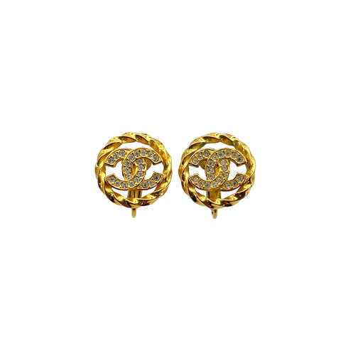 CHANEL VINTAGE EARRINGS COCOMARK RHINESTONE ROUND ACCESSORY 90309764 - PURPOSE