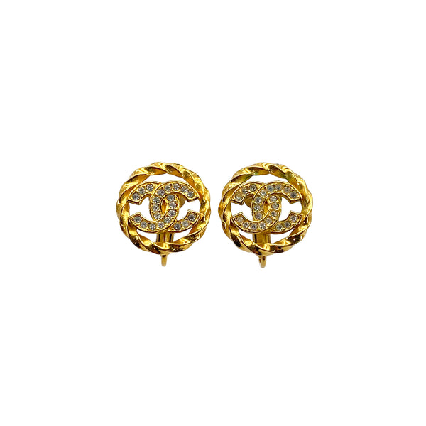 CHANEL VINTAGE EARRINGS COCOMARK RHINESTONE ROUND ACCESSORY 90309764 - PURPOSE