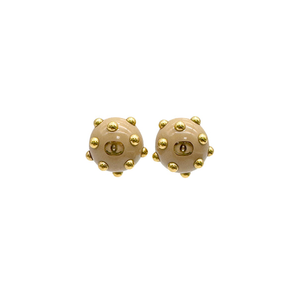 CHANEL VINTAGE EARRINGS ROUND COCOMARK GOLD BEIGE ACCESSORY 00A 90309766 - PURPOSE