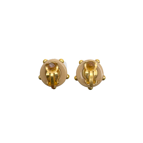 CHANEL VINTAGE EARRINGS ROUND COCOMARK GOLD BEIGE ACCESSORY 00A 90309766 - PURPOSE