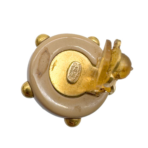 CHANEL VINTAGE EARRINGS ROUND COCOMARK GOLD BEIGE ACCESSORY 00A 90309766 - PURPOSE