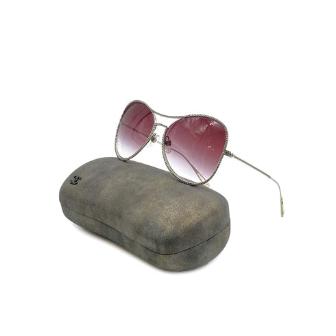 CHANEL VINTAGE SUNGLASSES COCOMARK CHAIN MOTIF PINK SILVER EYEWEAR 90309767 - PURPOSE