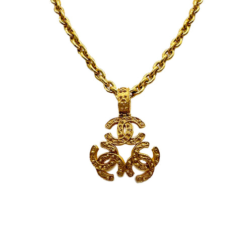 CHANEL VINTAGE NECKLACE TRIPLE COCOMARK GOLD ACCESSORY 94A 90309768 - PURPOSE