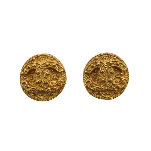 CHANEL VINTAGE EARRINGS COCOMARK ROUND GOLD ACCESSORY 94A 90309770 - PURPOSE