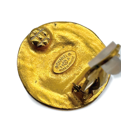 CHANEL VINTAGE EARRINGS COCOMARK ROUND GOLD ACCESSORY 94A 90309770 - PURPOSE
