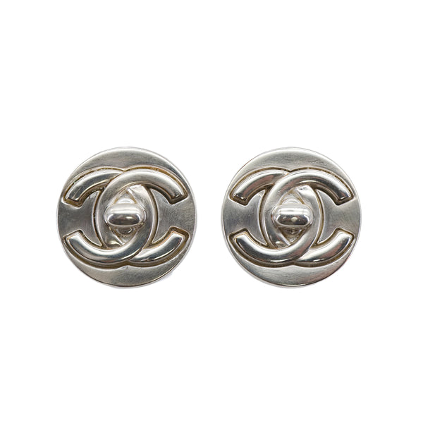CHANEL VINTAGE EARRINGS COCOMARK ROUND SILVER ACCESSORY 97A 90309771 - PURPOSE