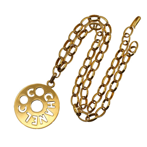 CHANEL VINTAGE CHAIN NECKLACE CIRCLE LOGO GOLD ACCESSORY 90309774 - PURPOSE