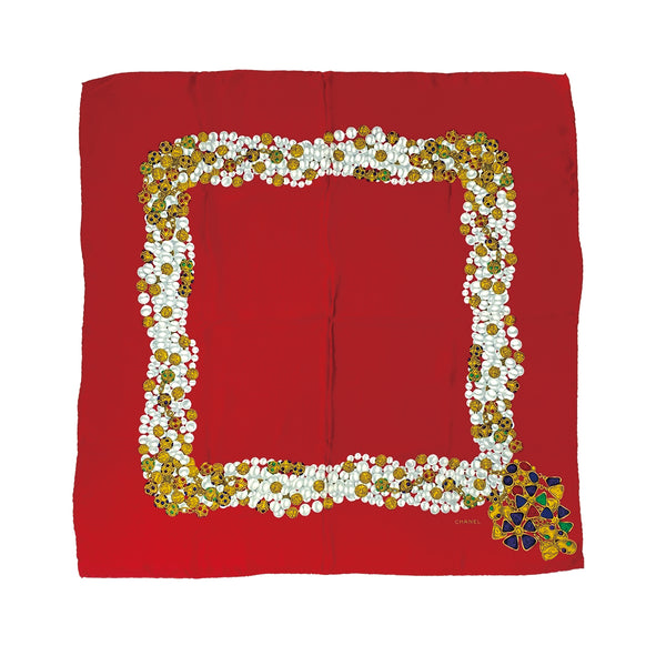 CHANEL VINTAGE SCARF GRIPOA PATTERN RED SILK 90309775 - PURPOSE