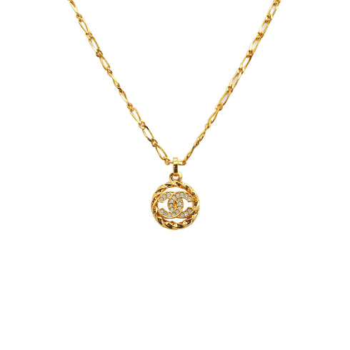 CHANEL VINTAGE NECKLACE COCOMARK RHINESTONE GOLD ACCESSORY 90309776 - PURPOSE