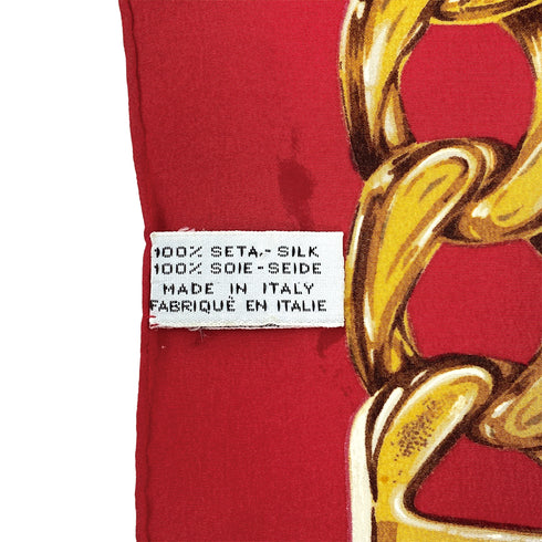 CHANEL VINTAGE SCARF COCOMARK CHAIN MOTIF RED GOLD SILK 90309779 - PURPOSE