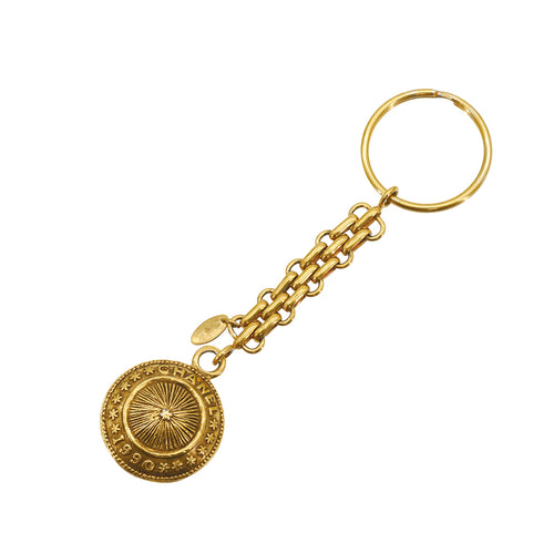 CHANEL VINTAGE CHARM KEY HOLDER LOGO 1990 GOLD ACCESSORY 90309784 - PURPOSE