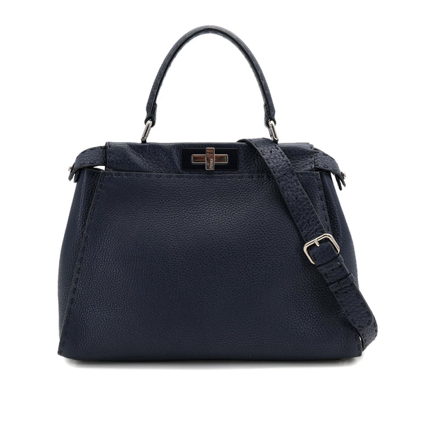 FENDI PEEKABOO REGULAR SELLERIA HAND SHOULDER BAG LEATHER NAVY 8BN290 90309791 - PURPOSE