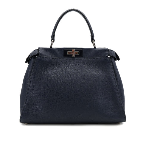 FENDI PEEKABOO REGULAR SELLERIA HAND SHOULDER BAG LEATHER NAVY 8BN290 90309791 - PURPOSE