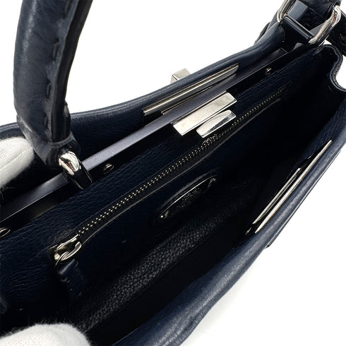 FENDI PEEKABOO REGULAR SELLERIA HAND SHOULDER BAG LEATHER NAVY 8BN290 90309791 - PURPOSE