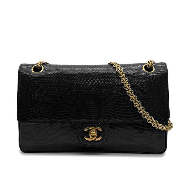 CHANEL VINTAGE CHAIN SHOULDER BAG BLACK LIZARD 90309793 - PURPOSE