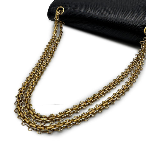 CHANEL VINTAGE CHAIN SHOULDER BAG BLACK LIZARD 90309793 - PURPOSE