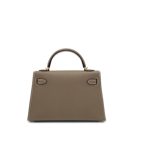 HERMES KELLY MINI 2 SELLIER ETOUPE EPSOM HAND SHOULDER BAG 2023 B GOLD HARDWARE 90309798 - PURPOSE