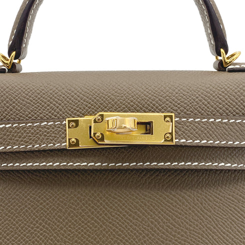 HERMES KELLY MINI 2 SELLIER ETOUPE EPSOM HAND SHOULDER BAG 2023 B GOLD HARDWARE 90309798 - PURPOSE