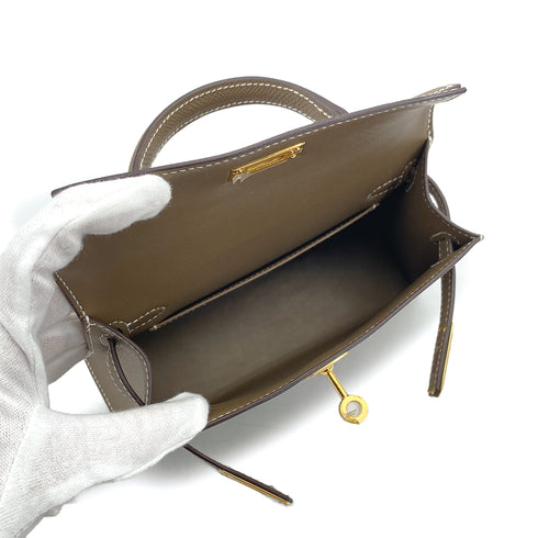 HERMES KELLY MINI 2 SELLIER ETOUPE EPSOM HAND SHOULDER BAG 2023 B GOLD HARDWARE 90309798 - PURPOSE